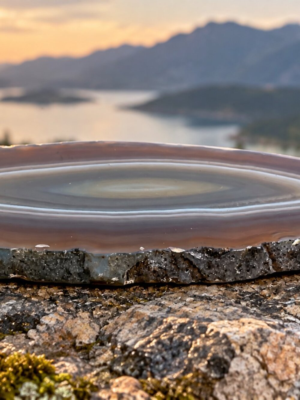 Natural Banded Agate Slice – Polished Brown & Gray Gemstone